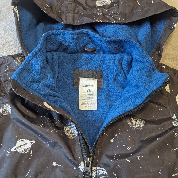Carter's Fleece-Lined Space Print Rain Jacket 3T - Picture 4 of 4